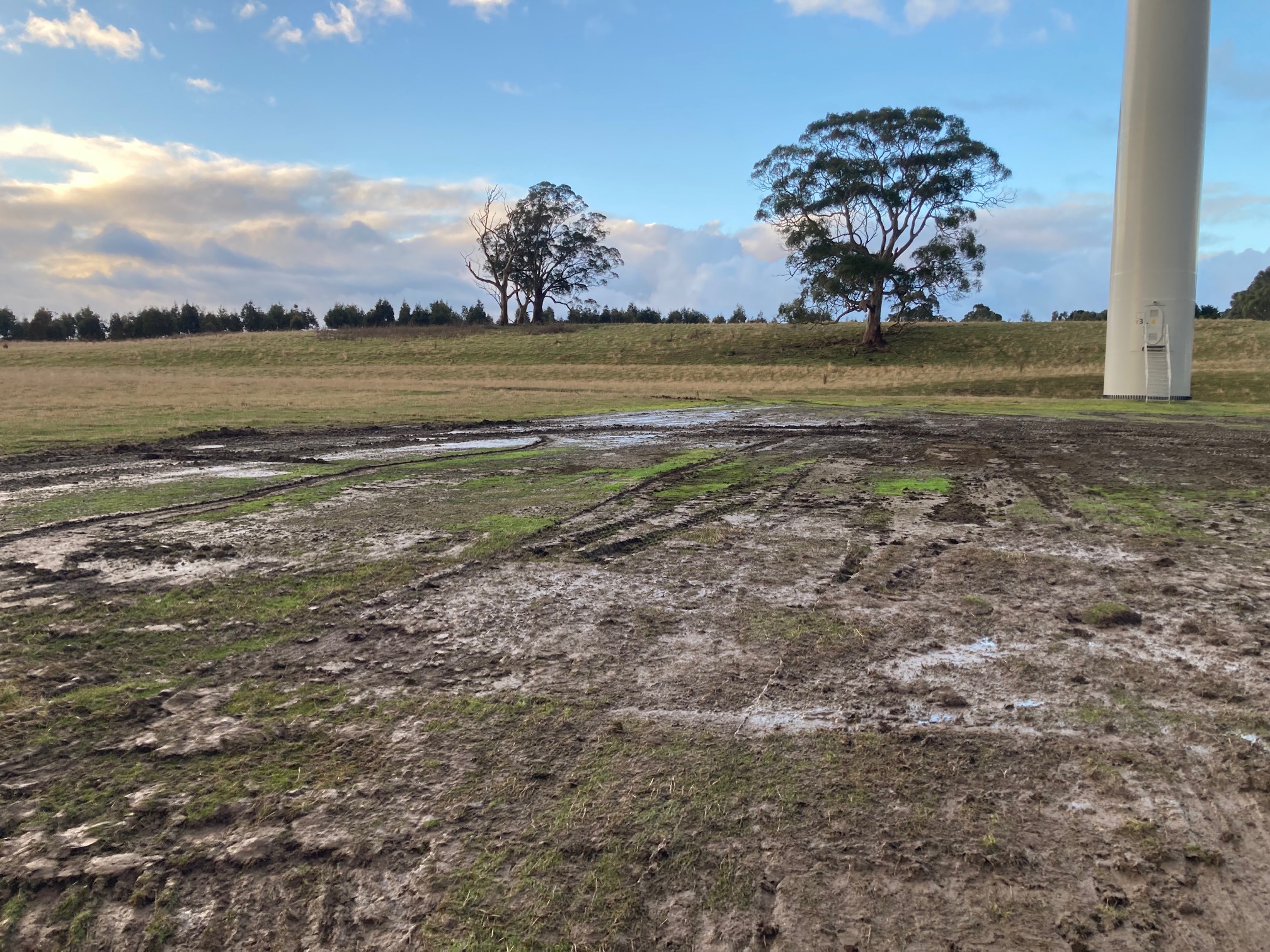 Closer view of the ground surface within the blade processing work area