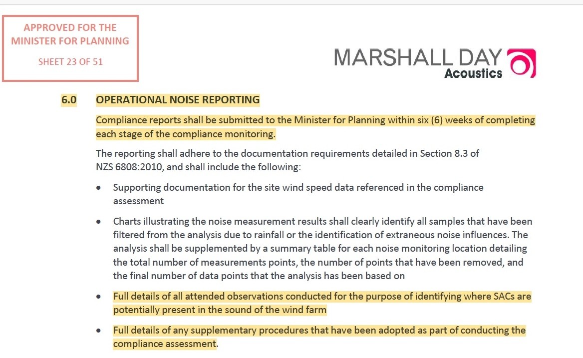 NCTP section 6 operational noise reporting requirement