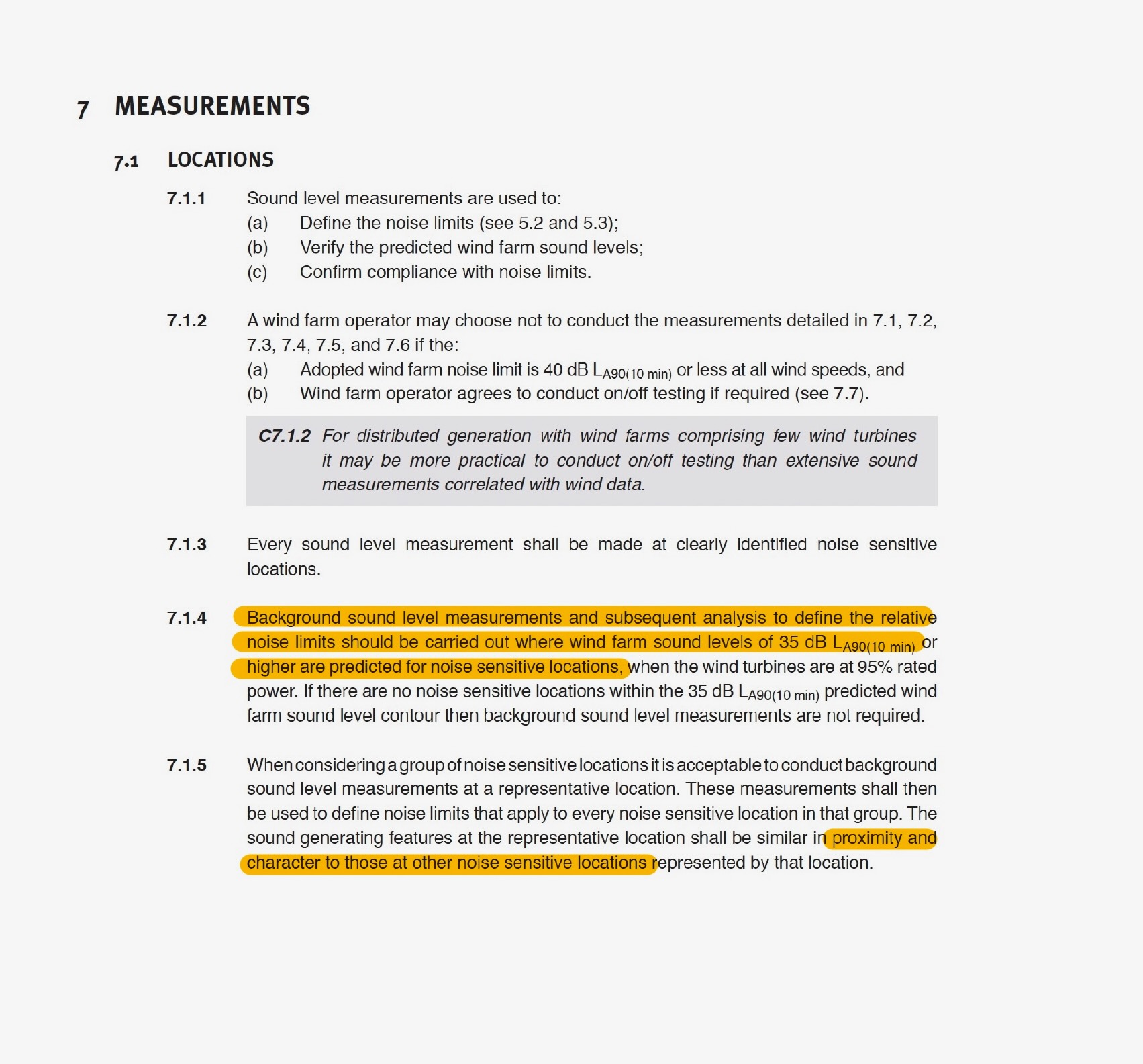 NZS 6808:2010 Clauses 7.1.4 and 7.1.5 concerning background and representative monitoring