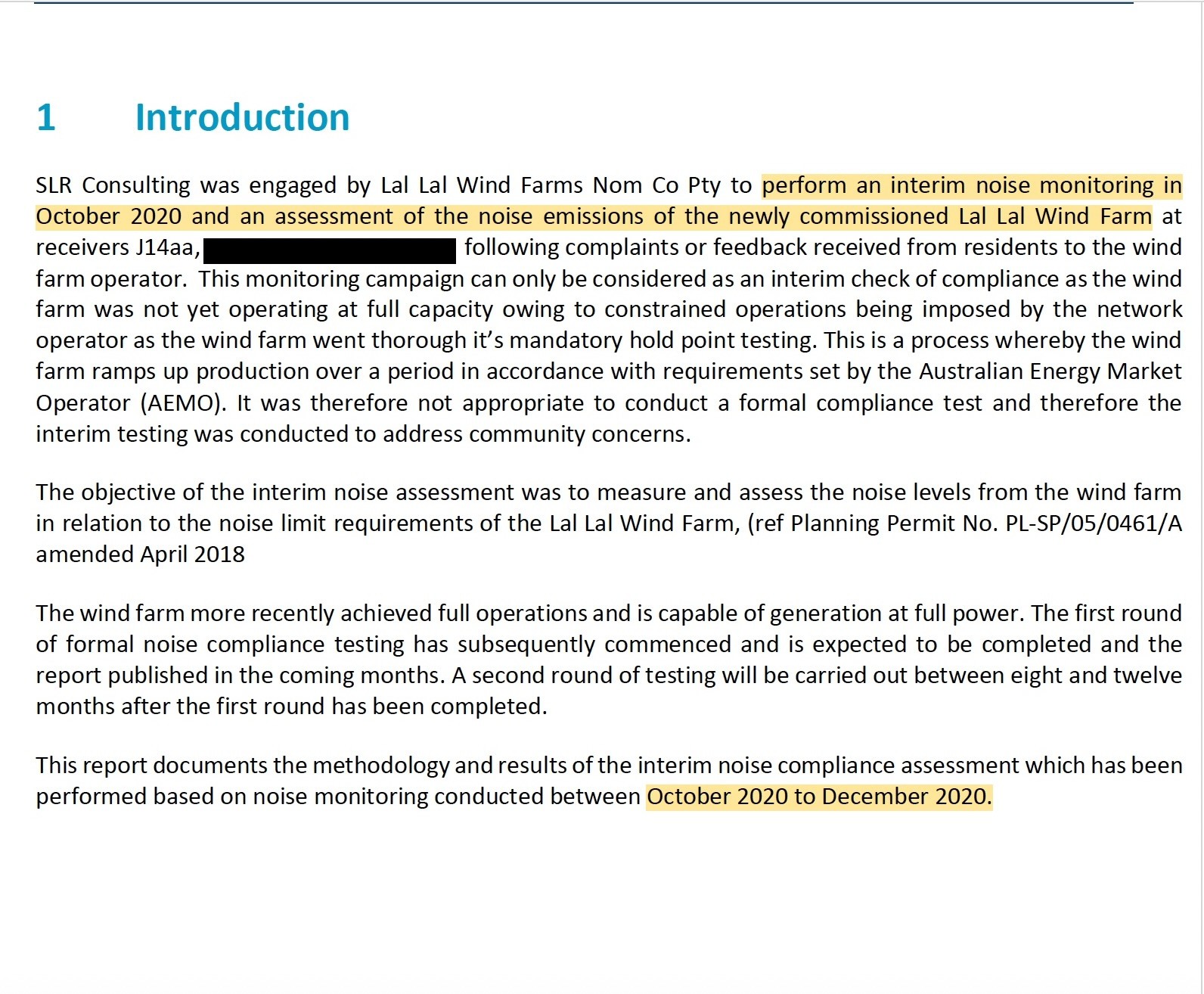 Interim noise monitoring documentary extract