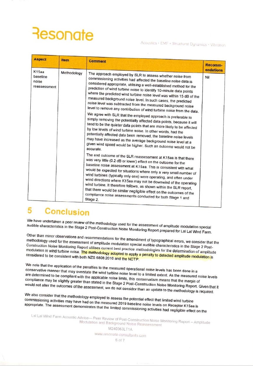 Resonate extract addressing the K15aa reassessment methodology and stated effect of 0.2 dB or less