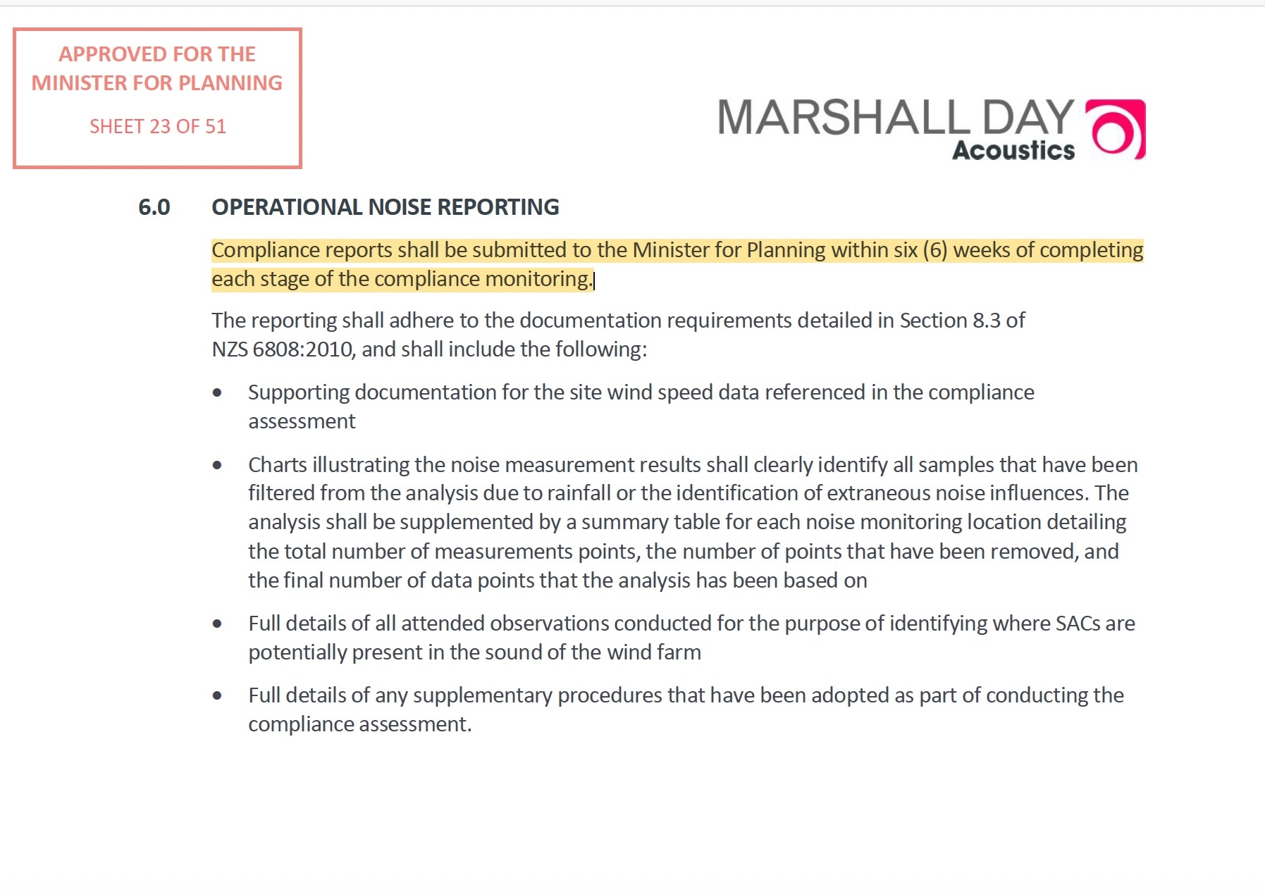 NCTP Section 6 Operational Noise Reporting