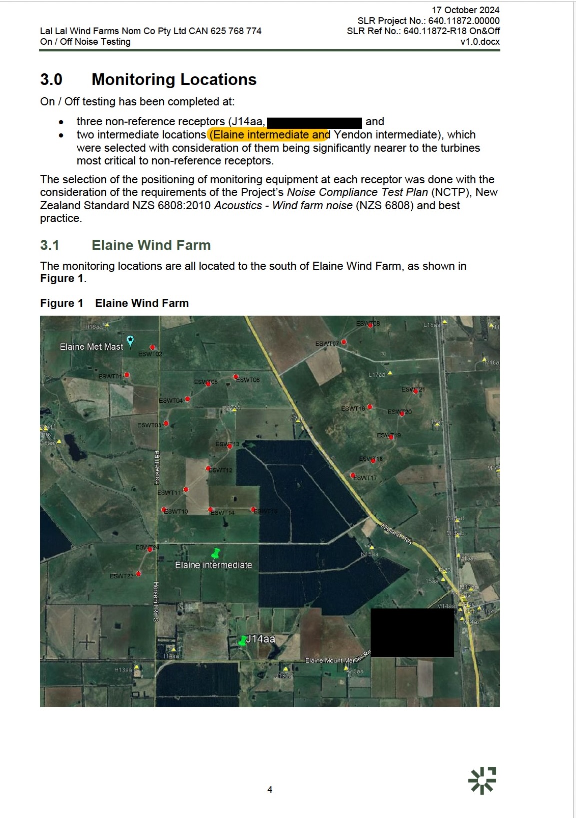 On Off report map showing approximate Elaine Intermediate location